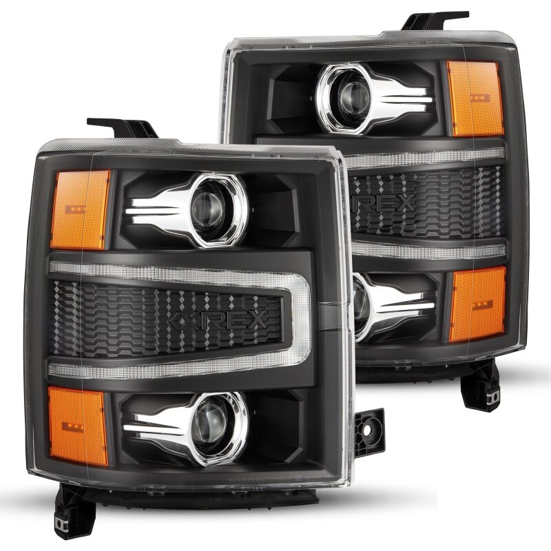 AlphaRex 880242 04-15 Chevrolet 1500 HD LUXX-Series LED Projector Headlights Black with Activation Light/Sequential Signal