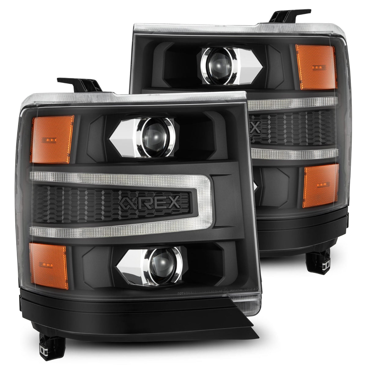 AlphaRex 880234 16-18 Chevrolet 1500 HD LUXX LED Projector Headlights BK with Sequential Actvn Light / Sequential Signal (Req PN 810023)