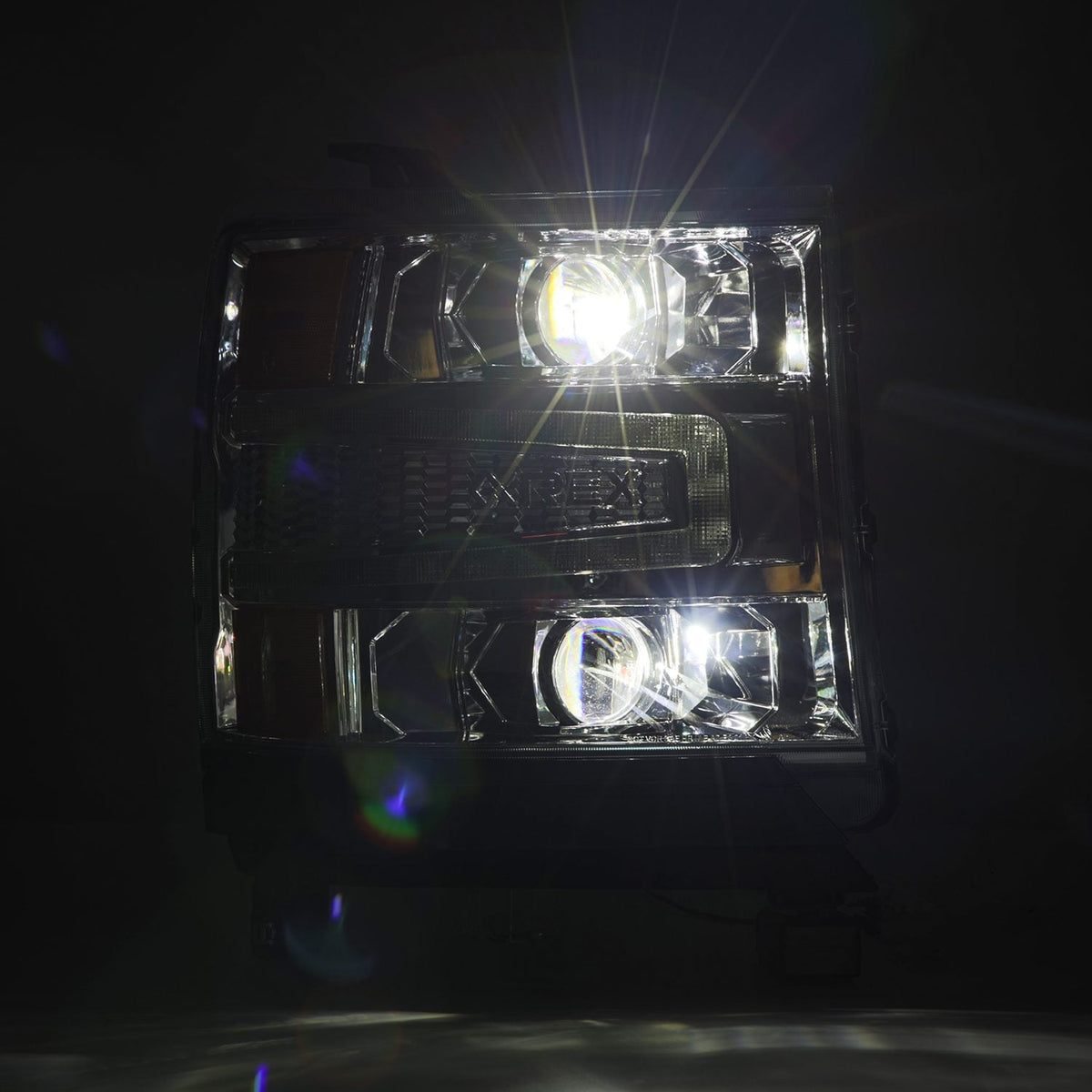 AlphaRex 880235 16-18 Chevrolet 1500 HD LUXX LED Projector Headlights Chrome with Sequential Activation Light / Sequential Signal (Req PN 810023)