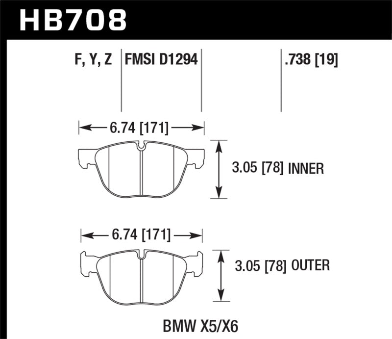 Hawk Performance HB708Z.738 Performance Ceramic Street Brake Pads