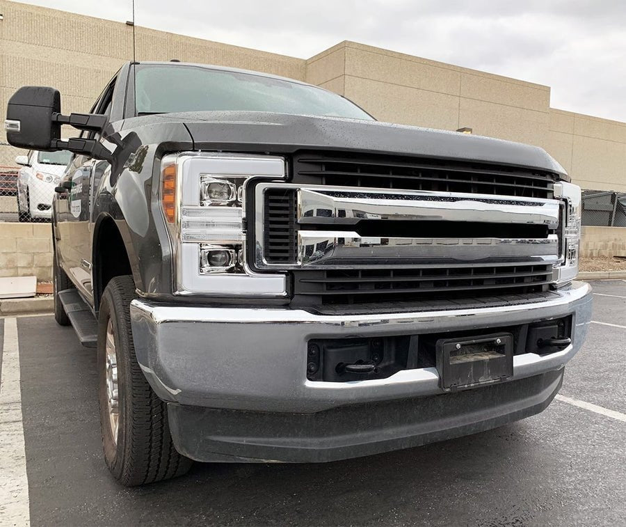 AlphaRex 880107 17-19 Ford F-250 SD PRO-Series Projector Headlights Plank Style Chrome with Activation Light/Sequential Signal