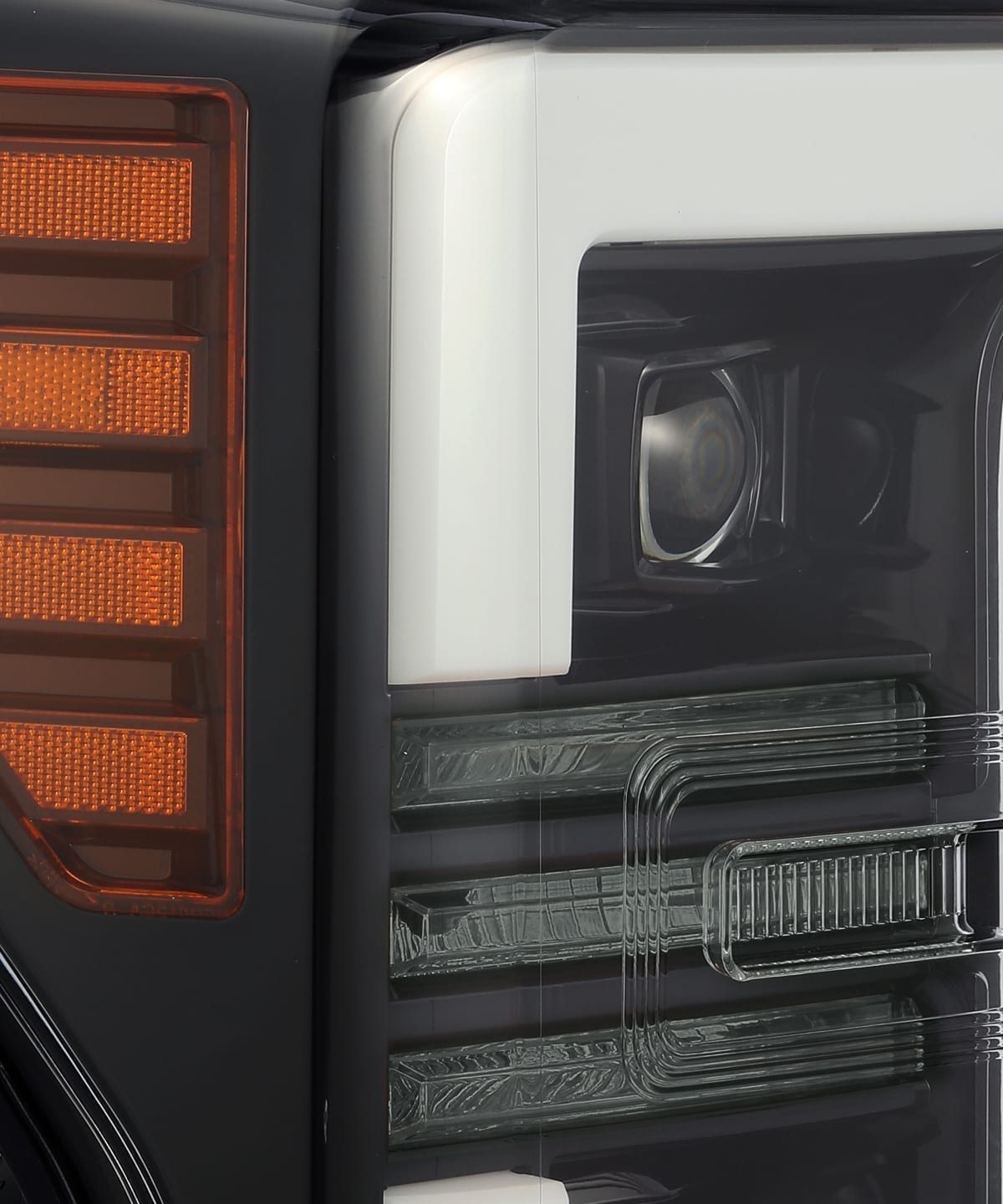 AlphaRex 880108 17-19 Ford F-250 SD PRO-Series Projector Headlights Plank Style Black with Activation Light/Sequential Signal