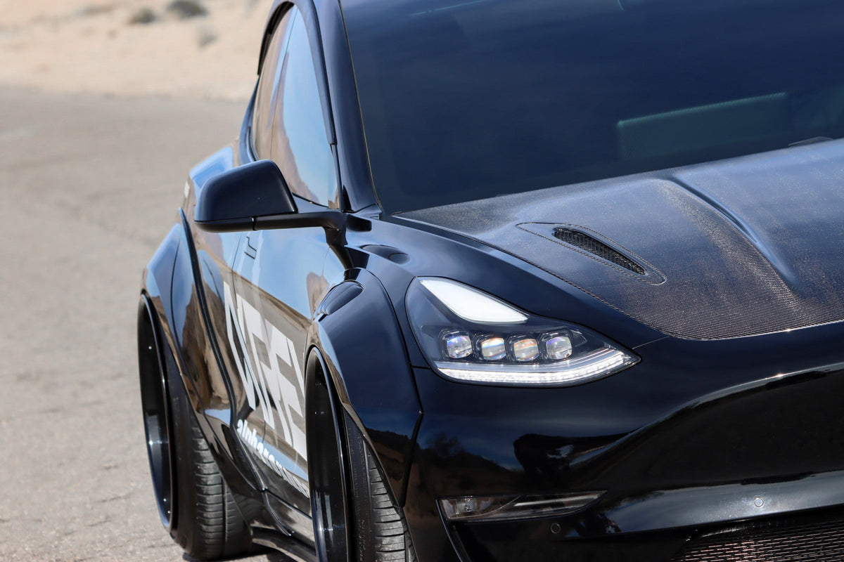 AlphaRex 880860 17-22 Tesla Model 3/20-23 Model Y NOVA-Series LED Projector Headlights Black with Activation Light & Sequential Signal