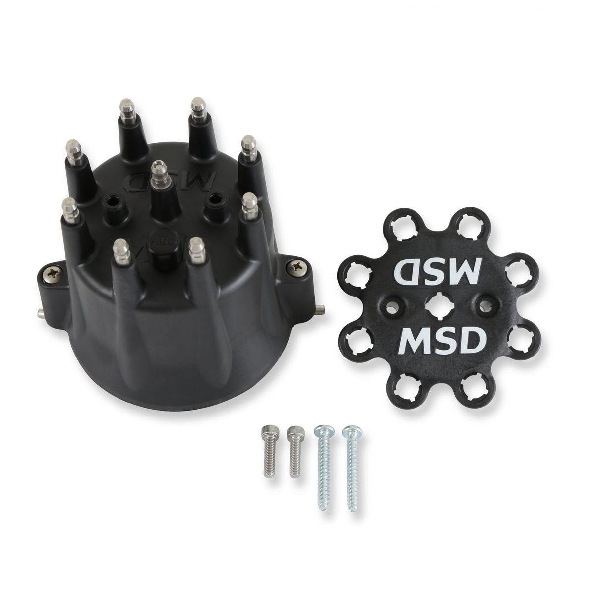 MSD 84333 Distributor Cap - V8 - HEI Terminals - Black - Spark Plug Wire Retainer