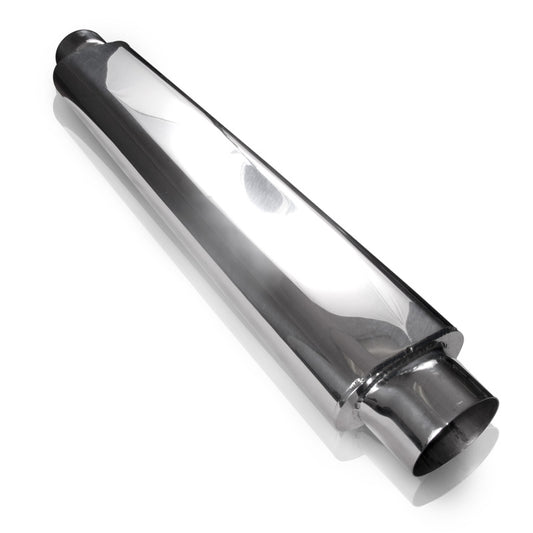 Stainless Works for Smooth Oval Muffler - 24in Long 2 1/2in ID Inlets Both Ends