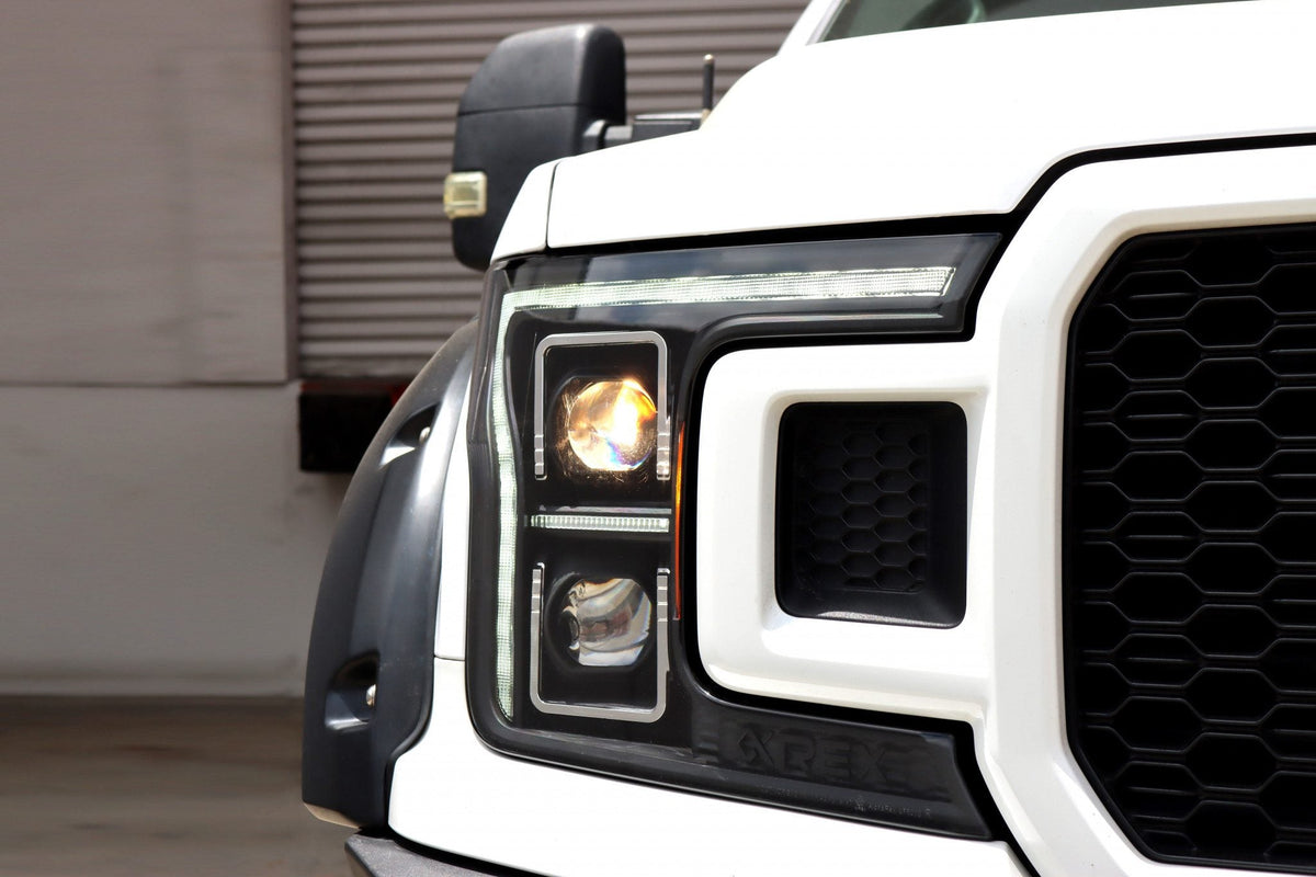 AlphaRex 880252 18-21 Ford F150 PRO-Series Projector Headlights - Black with DRL & Sequential Signal
