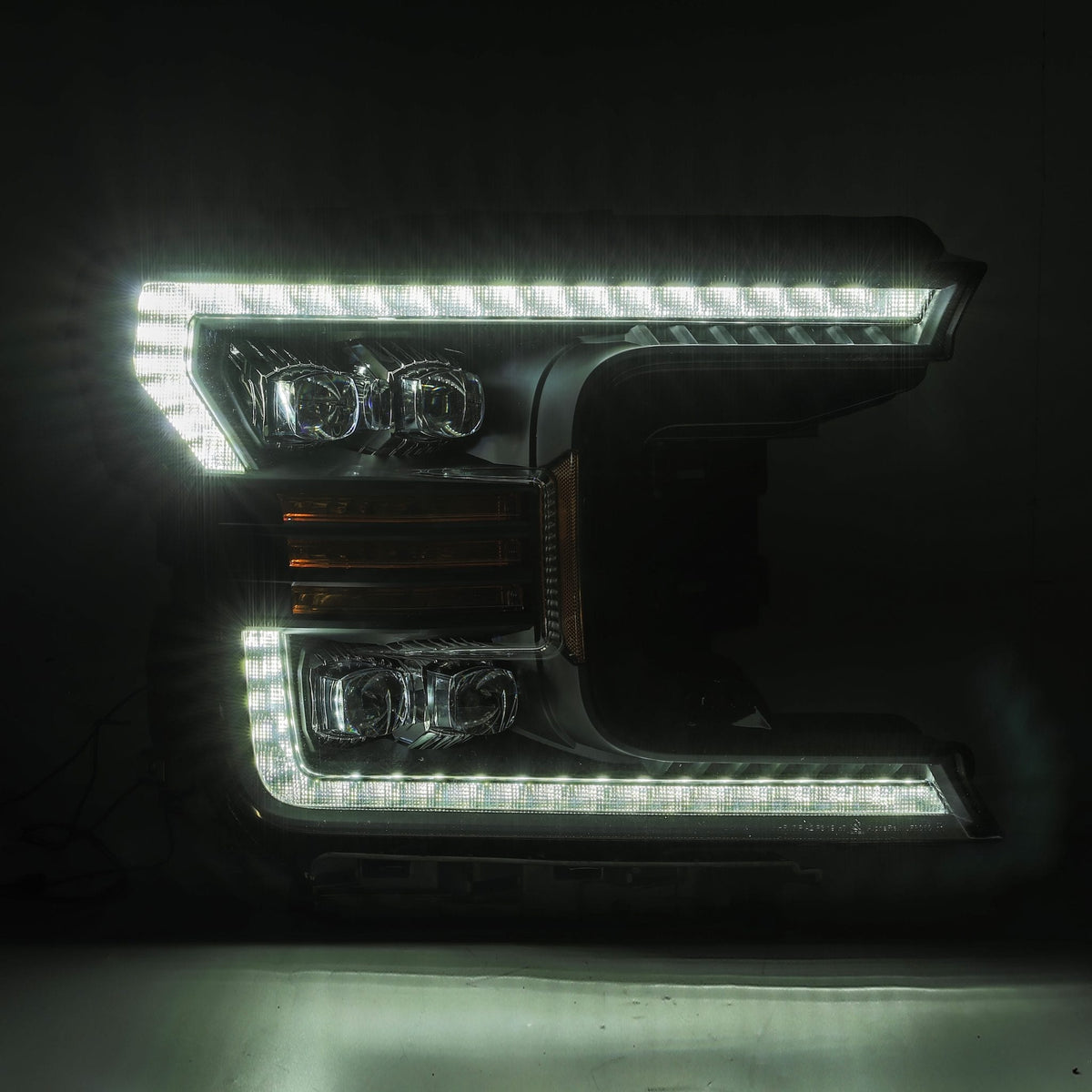 AlphaRex 880182 18-19 Ford F-150 NOVA LED Projector Headlights Plank Style Matte Black with Activation Light/Sequential Signal