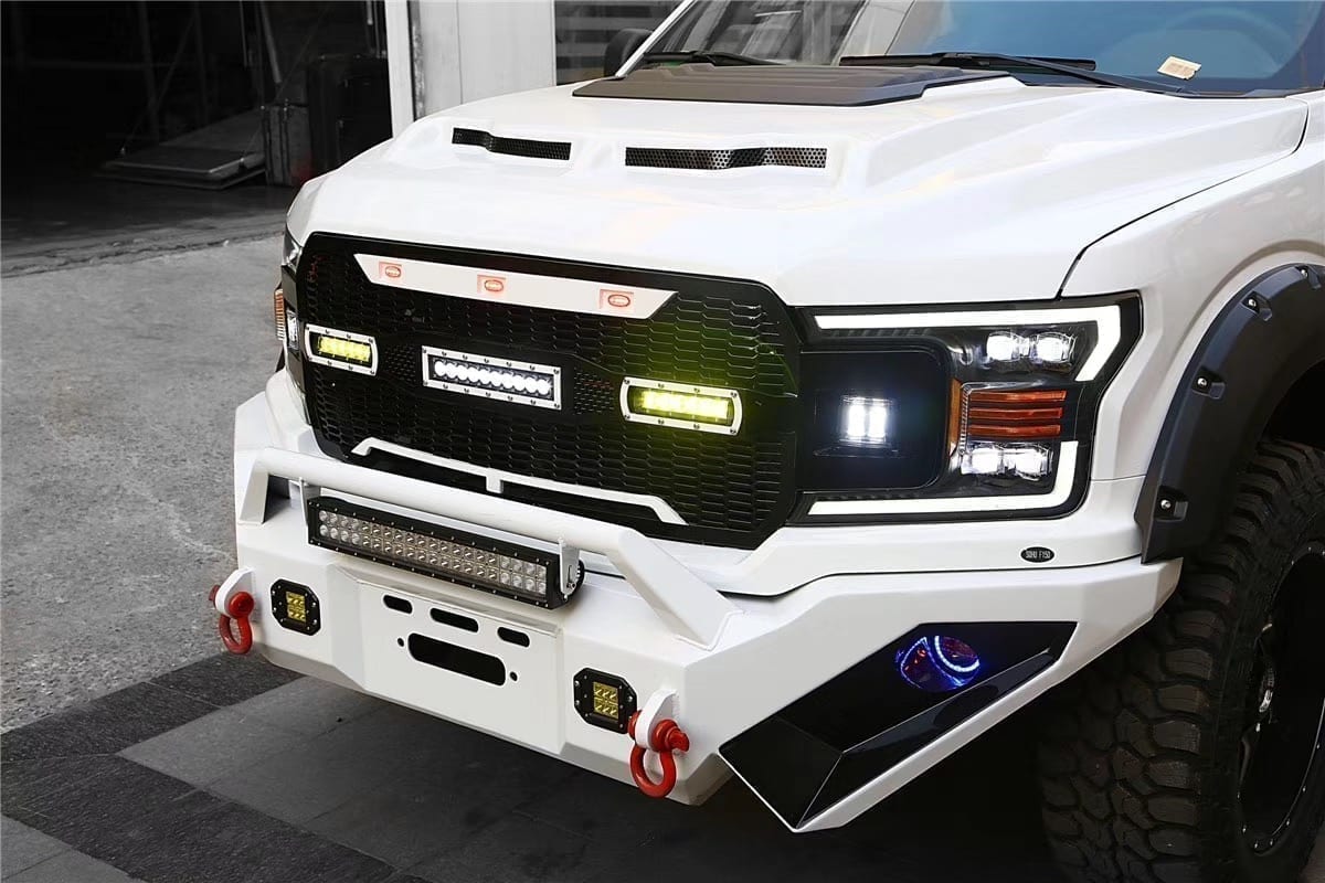 AlphaRex 880182 18-19 Ford F-150 NOVA LED Projector Headlights Plank Style Matte Black with Activation Light/Sequential Signal