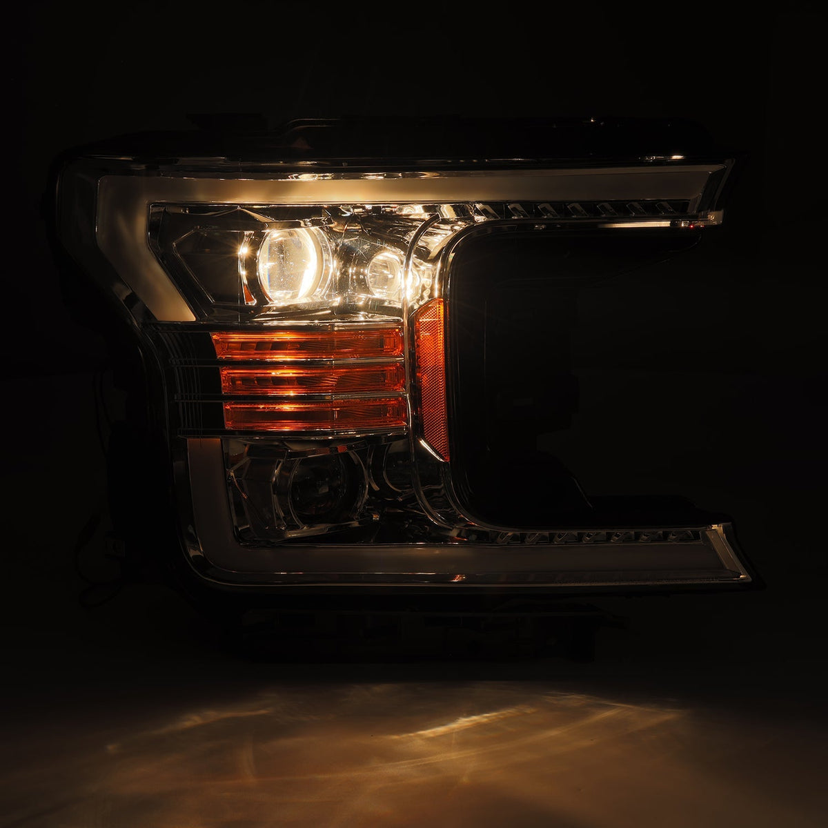 AlphaRex 880187 18-19 Ford F-150 PRO-Series Projector Headlights Plank Style Chrome with Activation Light/Sequential Signal