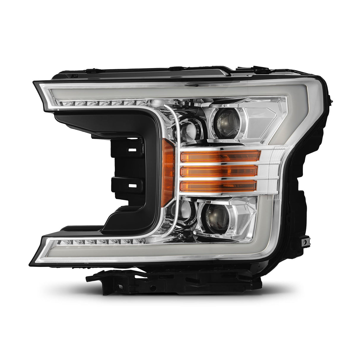 AlphaRex 880187 18-19 Ford F-150 PRO-Series Projector Headlights Plank Style Chrome with Activation Light/Sequential Signal