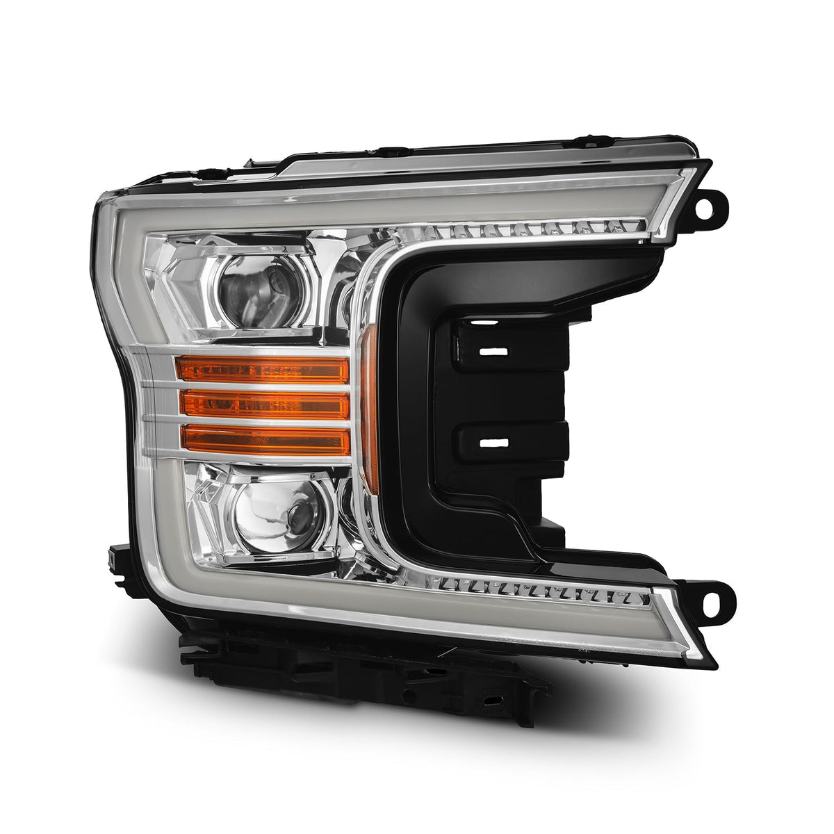 AlphaRex 880187 18-19 Ford F-150 PRO-Series Projector Headlights Plank Style Chrome with Activation Light/Sequential Signal