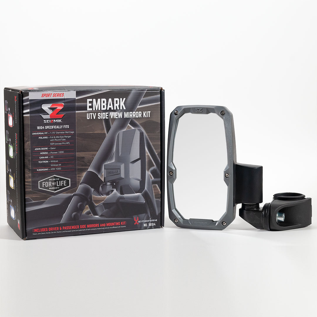 Seizmik 01+ A Cat/Hon/JD/Kaw/Pol/Suz/Yam Embark Sideview Mirror - 1.75 in. Clamp Pair 56-18104