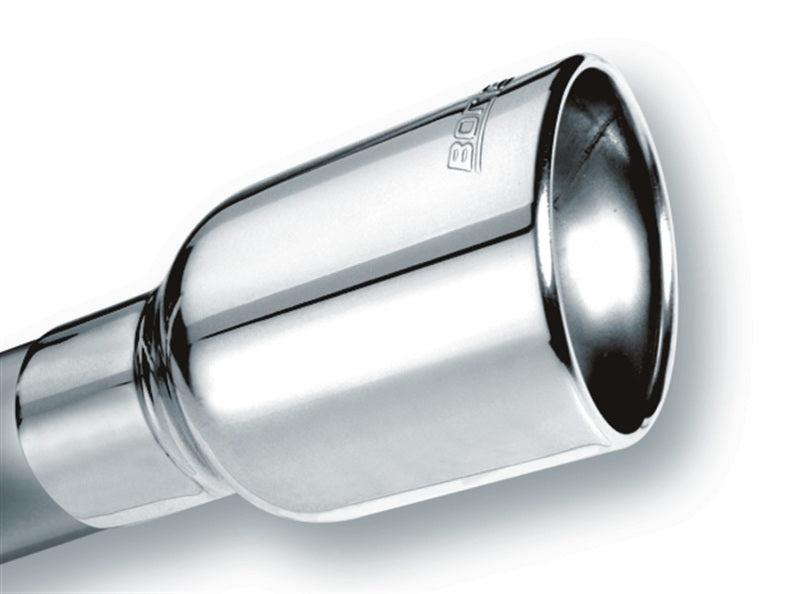 Borla 20156 Universal Polished Tip Single Round Rolled Angle-Cut w/Clamp (inlet 2 1/2in. Outlet 4 x 4in) * - #20156