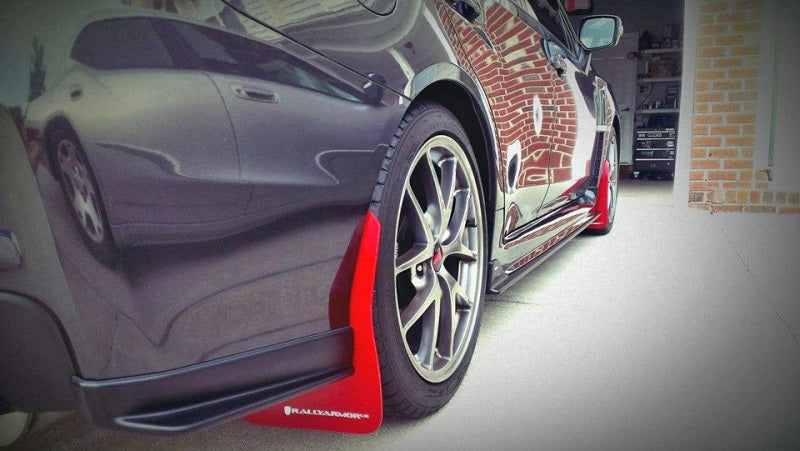 Rally Armor UR Mud Flaps - 2015-2021 Subaru WRX / WRX STI - Black/Blue Logo - #MF32-UR-BLK/LBL