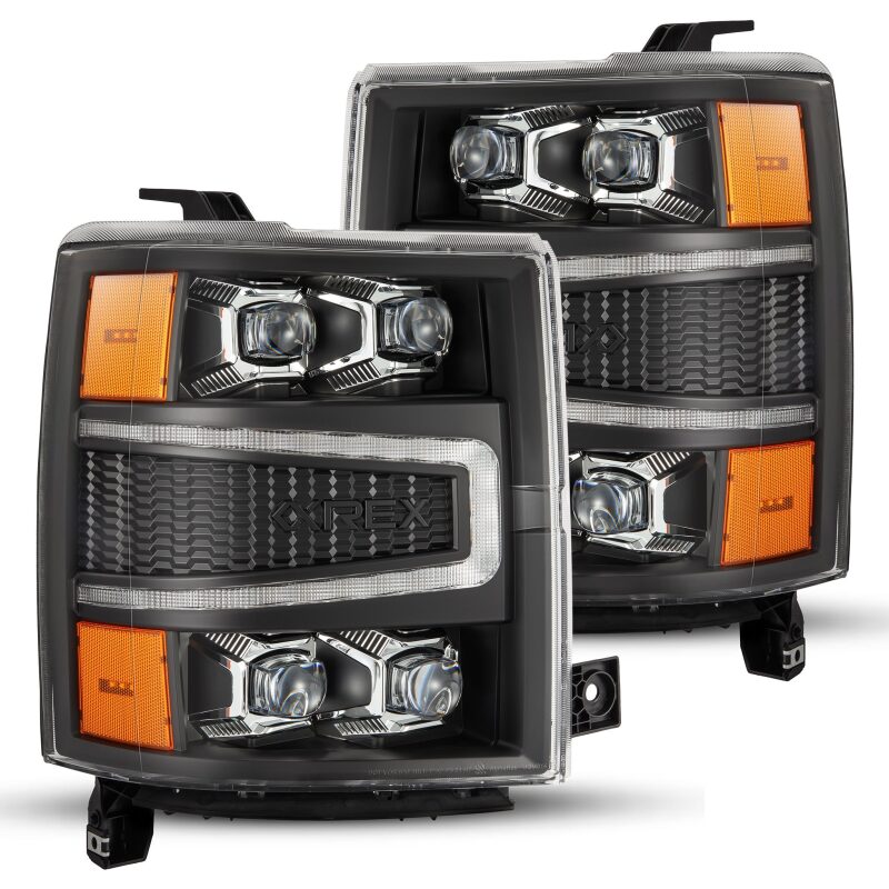 AlphaRex 880239 04-15 Chevrolet 1500 HD NOVA-Series LED Projector Headlights Black with Activation Light/Sequential Signal & Switchback DRL