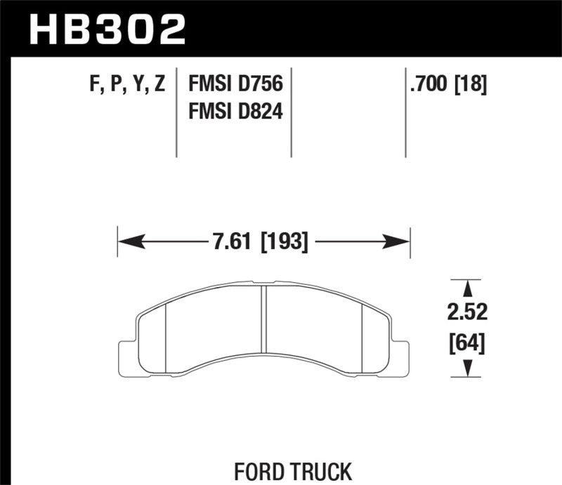Hawk Performance HB302Y.700 LTS Light Truck and SUV Street Brake Pads