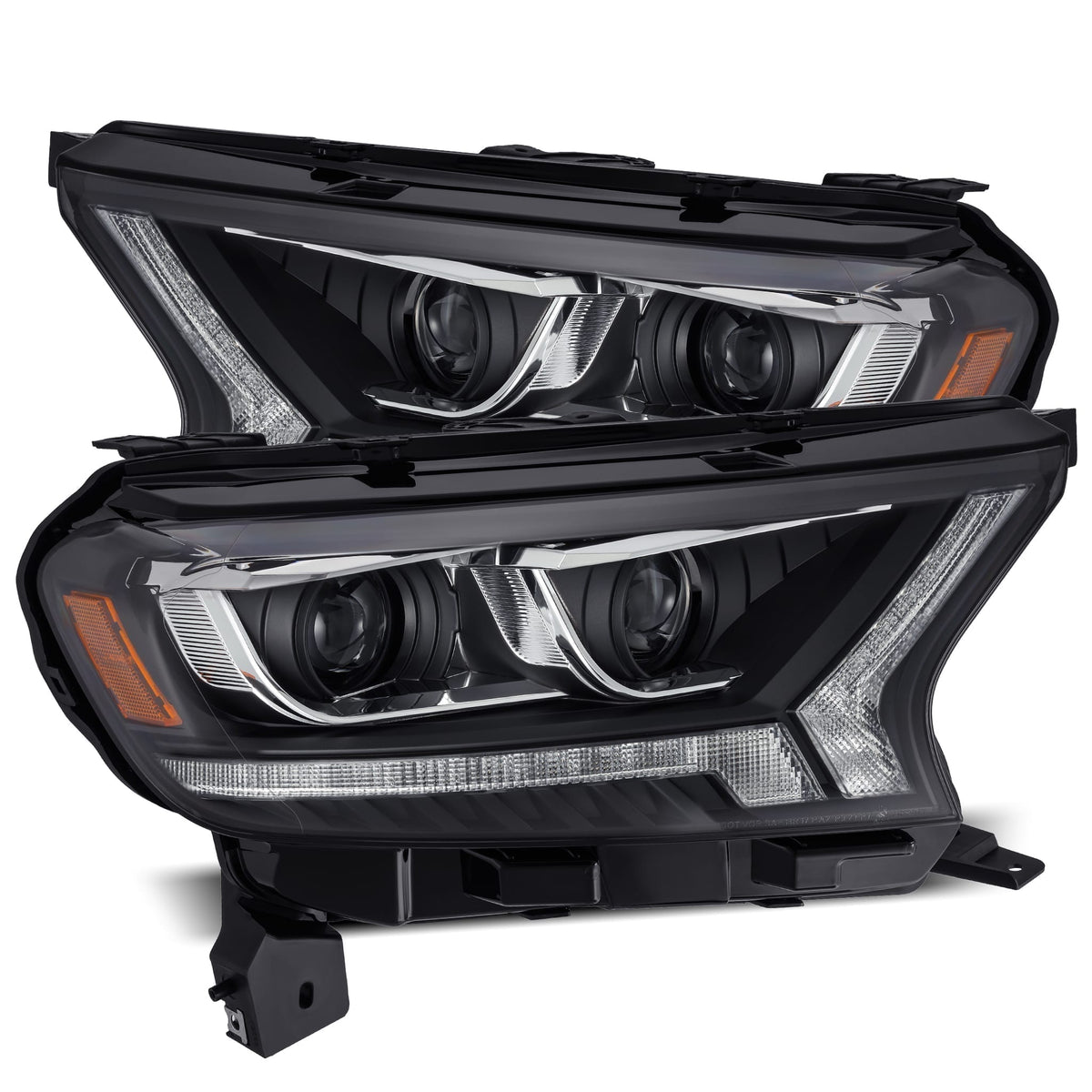 AlphaRex 880122 19-21 Ford Ranger LUXX LED Projector Headlights Plank Style Black with Sequential Signal/DRL