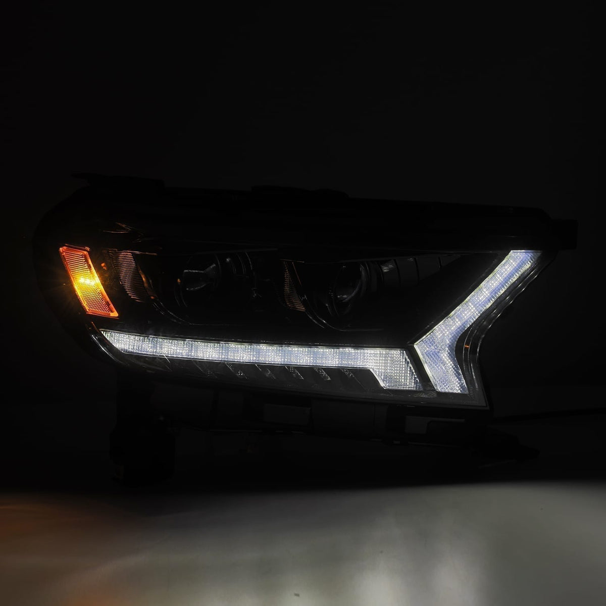 AlphaRex 880122 19-21 Ford Ranger LUXX LED Projector Headlights Plank Style Black with Sequential Signal/DRL