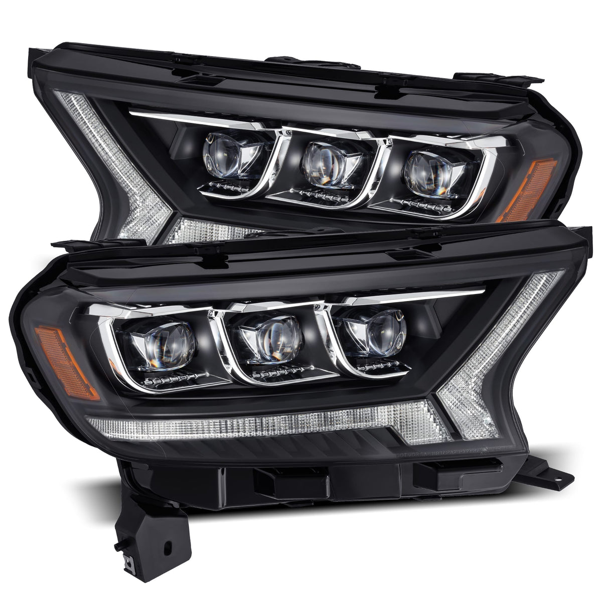 AlphaRex 880124 19-21 Ford Ranger NOVA LED Projector Headlights Plank Style Black with Activation Light/Sequential Signal/DRL