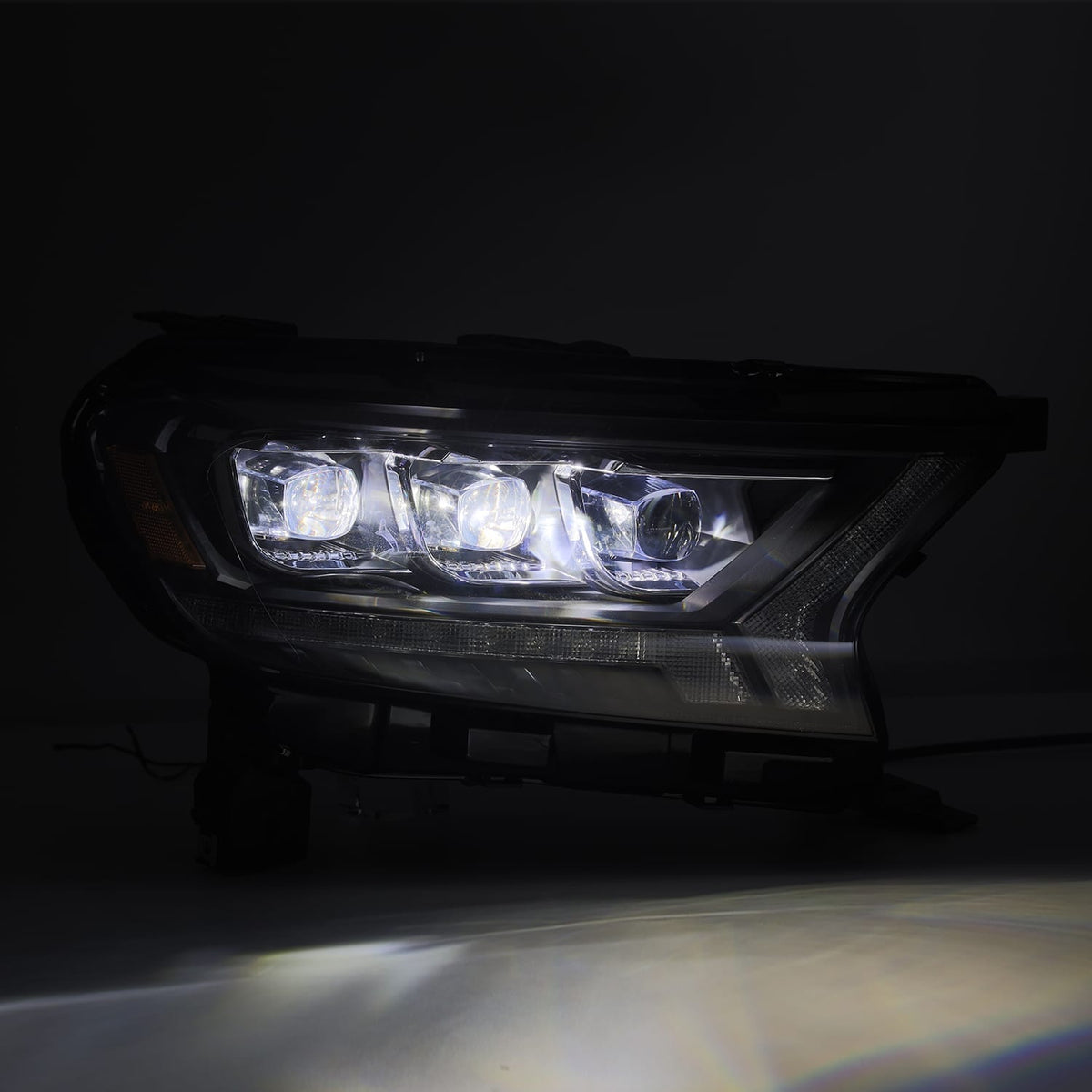 AlphaRex 880124 19-21 Ford Ranger NOVA LED Projector Headlights Plank Style Black with Activation Light/Sequential Signal/DRL