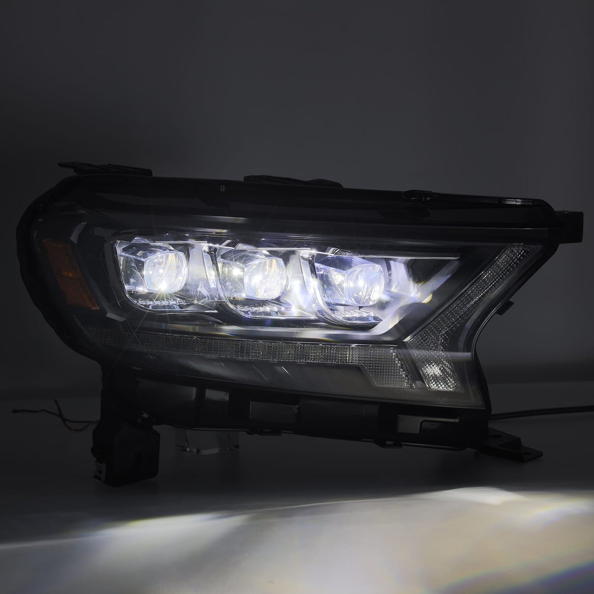 AlphaRex 880124 19-21 Ford Ranger NOVA LED Projector Headlights Plank Style Black with Activation Light/Sequential Signal/DRL