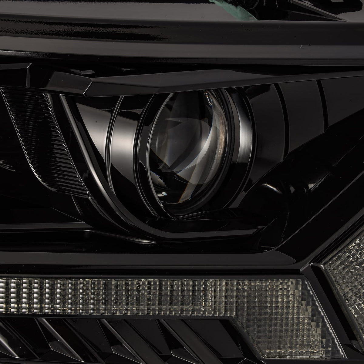 AlphaRex 880119 2019+ Ford Ranger PRO-Series Projector Headlights Plank Style Alpha Black with Sequential Signal/DRL