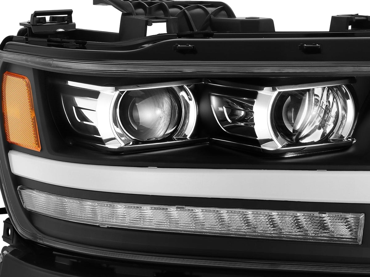 AlphaRex 880545 19-20 Dodge Ram 1500 LUXX LED Projector Headlights Plank Jet Black with Activation Light/Sequential Signal/DRL