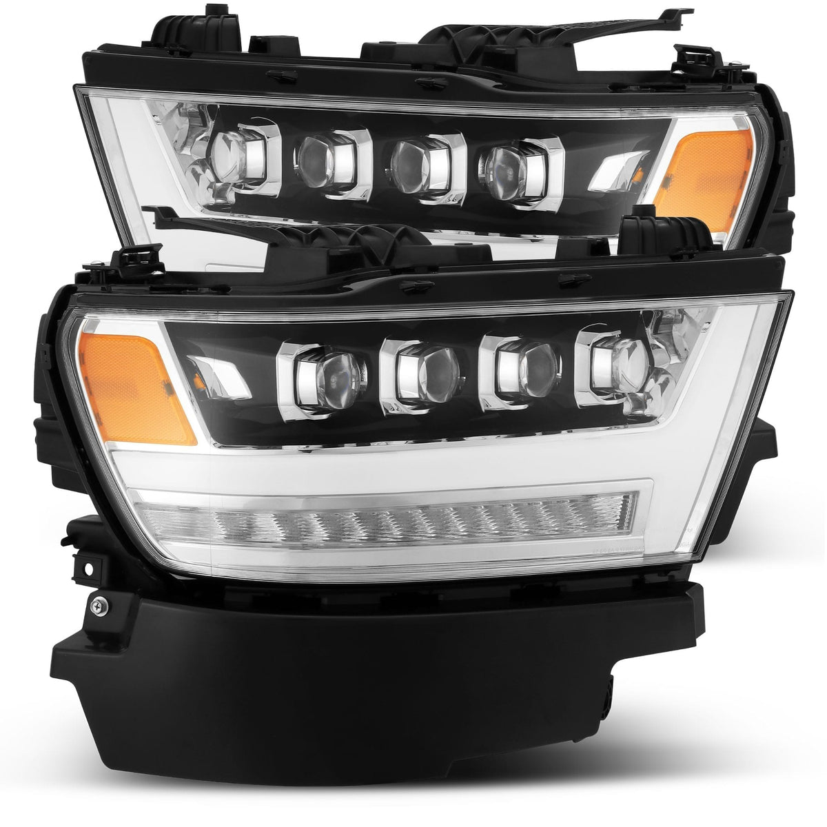 AlphaRex 880517 19-20 Ram 1500 HD NOVA LED Projector Headlights Plank Style Chrome with Activation Light/Sequential Signal/DRL