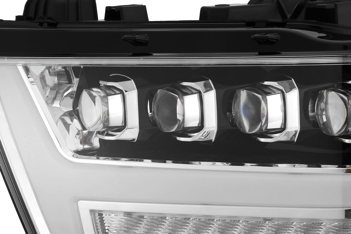 AlphaRex 880517 19-20 Ram 1500 HD NOVA LED Projector Headlights Plank Style Chrome with Activation Light/Sequential Signal/DRL