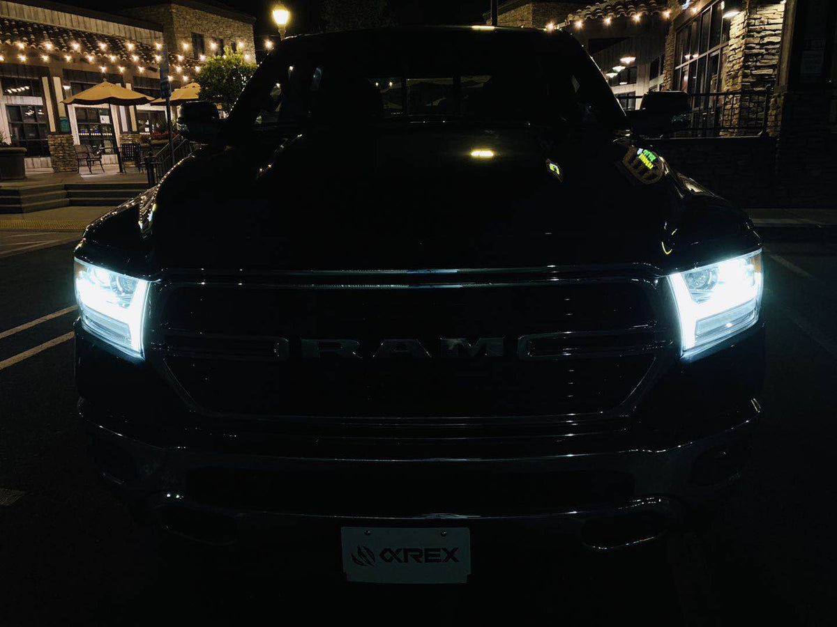 AlphaRex 880514 19-20 Ram 1500 HD PRO-Series Projector Headlight Plank Styl Chrome with Activation Light/Sequential Signal/Plank DRL
