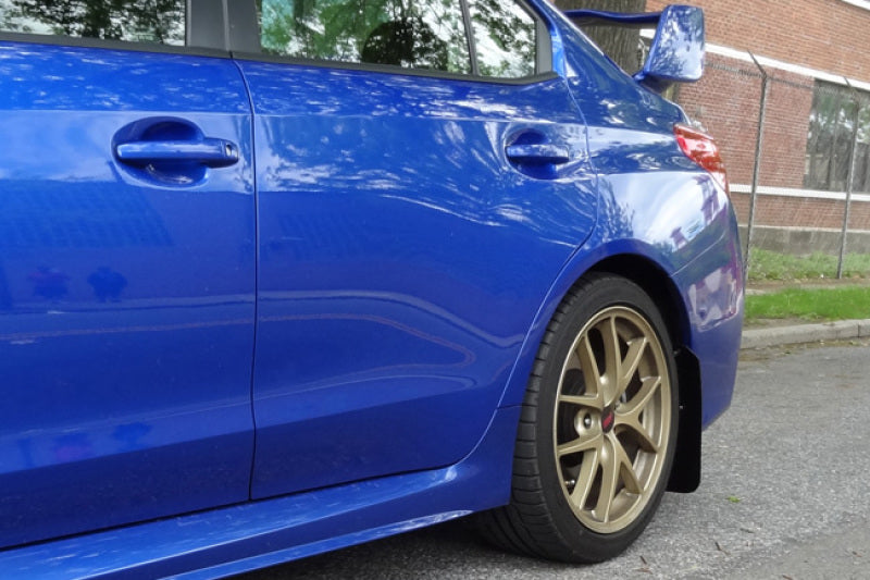 Rally Armor UR Mud Flaps - 2015-2021 Subaru WRX / WRX STI - Black/Silver Logo - #MF32-UR-BLK/SIL