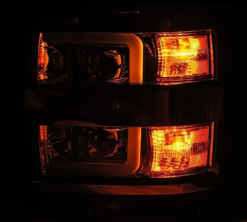 AlphaRex 880098 15-19 Chevrolet Silverado 2500/3500 LUXX-Series Projector Headlights Black w/Activation Sequential Signal & Switchback DRL