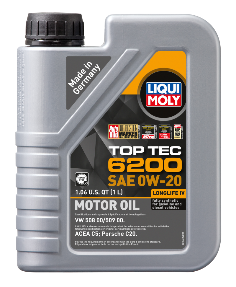 LIQUI MOLY 1L Top Tec 6200 Motor Oil SAE 0W-20 (20236) - Pack of 6