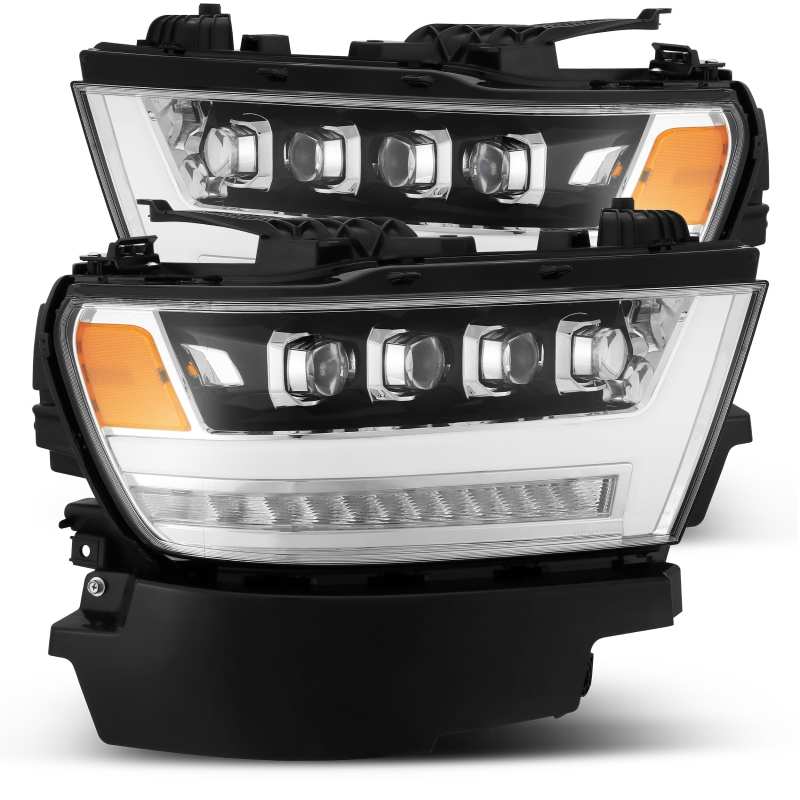AlphaRex 880517 19-20 Ram 1500 HD NOVA LED Projector Headlights Plank Style Chrome with Activation Light/Sequential Signal/DRL