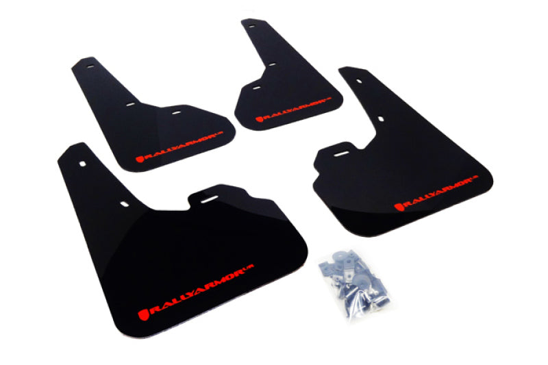 Rally Armor UR Mud Flaps - 2010-2013 Mazda 3 - Black/Red Logo - #MF17-UR-BLK/RD