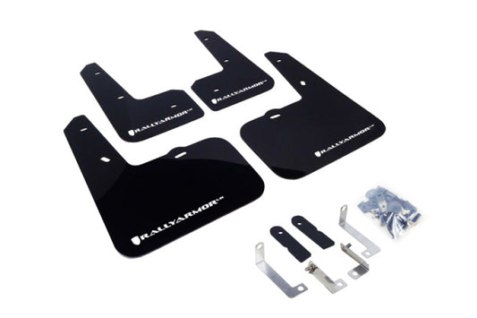 Rally Armor UR Mud Flaps - 2012-2017 Hyundai Veloster - Black/White Logo - #MF24-UR-BLK/WH