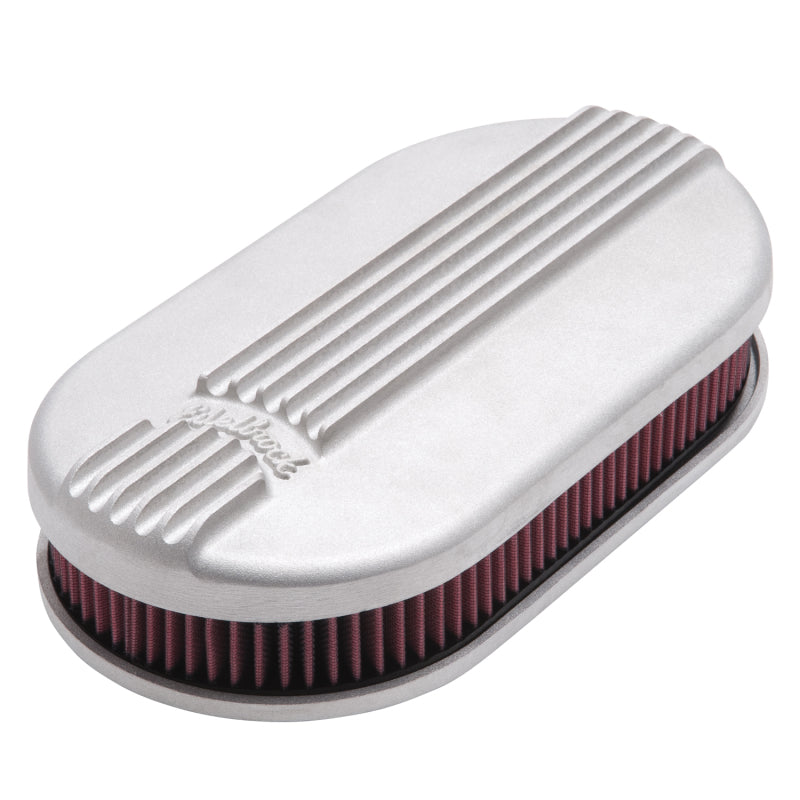 Edelbrock 41159 Air Cleaner Classic Series Oval Aluminum Top Cloth Element 17.5 in x 9.35 in x 3.9