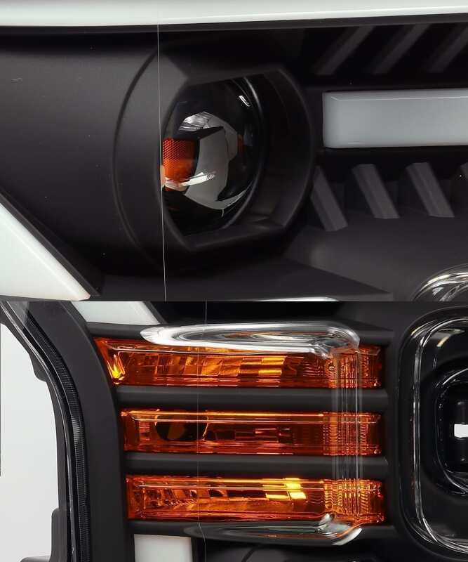 AlphaRex 880167 15-17 Ford F-150 LUXX LED Projector Headlights Plank Style Black w/Activation Light/DRL