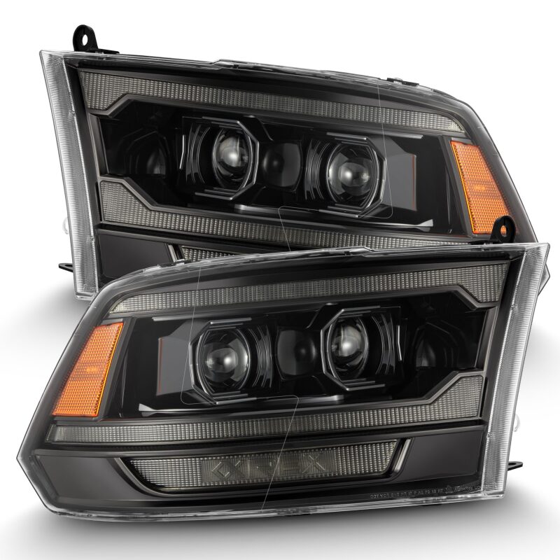 AlphaRex 880563 2009-2018 RAM 1500 PRO-Series Projector Headlights Alpha-Black with Sequential Signal & Top/Middle DRL