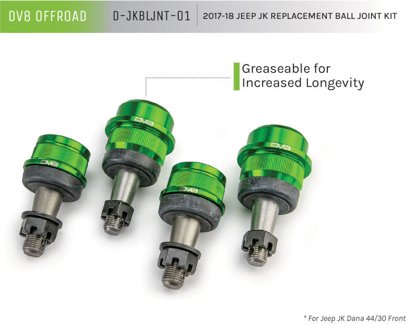 DV8 Offroad 07-18 Jeep Wrangler JK Replacement Ball Joint Kit - Dana 30/44 - #D-JKBLJNT-01