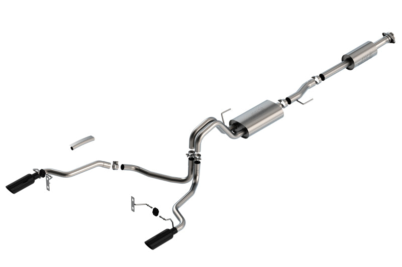 Borla 140865BC F-150 2021 5.0L 4dr CC SB EC STB Lariat/KR/Pltm/LTD 3/2.25 SRE Cat-Back Touring Black CHR Tips - #140865BC