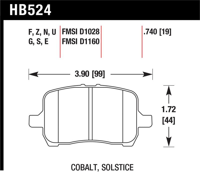 Hawk Performance HB524F.740 HPS Performance Street Brake Pads