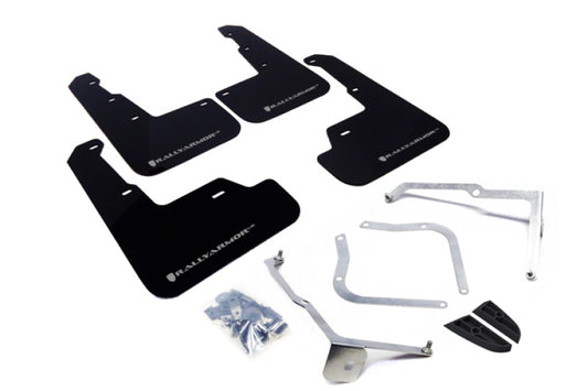 Rally Armor UR Mud Flaps - 2015-2021 Subaru WRX / WRX STI - Black/Silver Logo - #MF32-UR-BLK/SIL