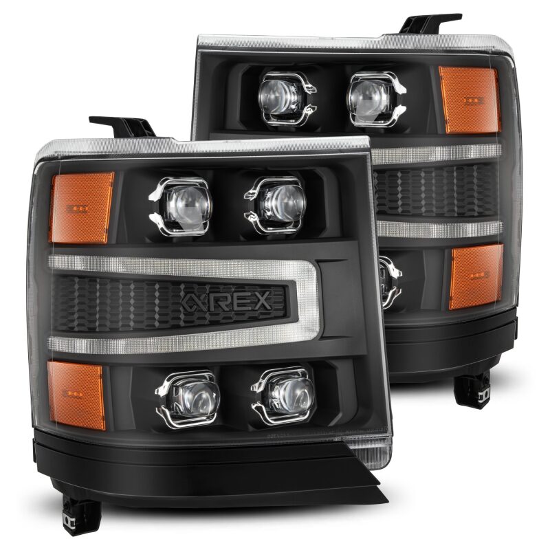 AlphaRex 880237 16-18 Chevrolet 1500 HD NOVA-Series LED Projector Headlights BK with Activation Light/Sequential Signal & DRL (Req 810023)