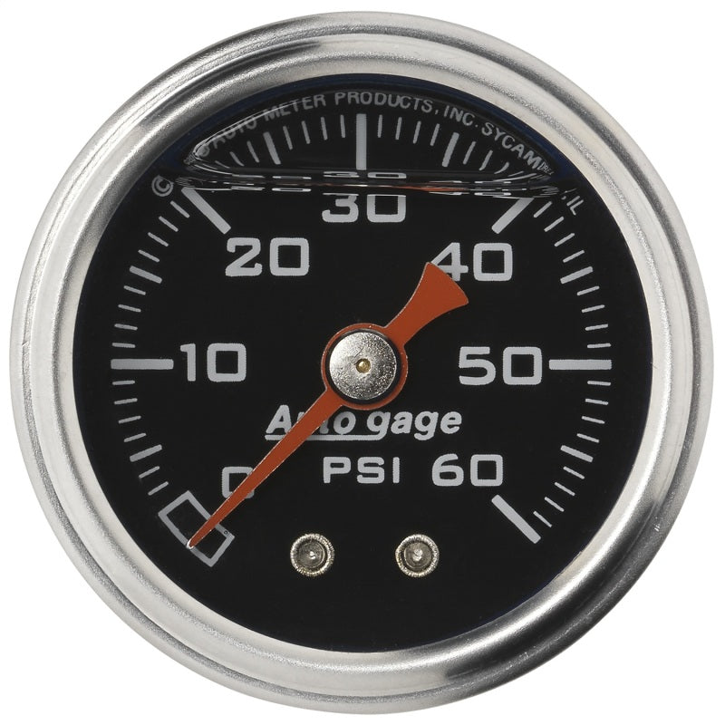 AutoMeter 2173 AutoGage 1.5in Liquid Filled Mechanical 0-60 PSI Fuel Pressure Gauge - Black