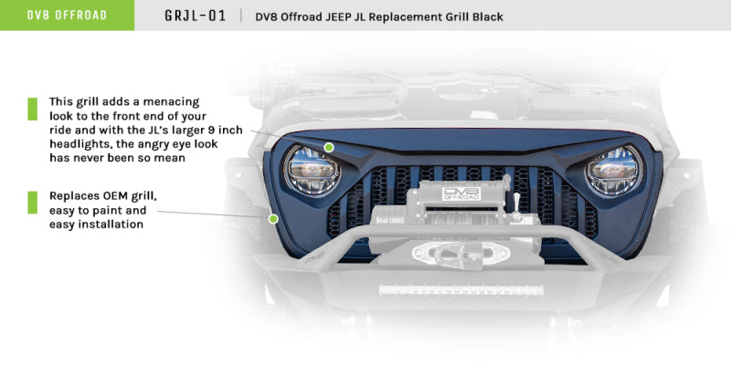 DV8 Offroad 2018+ Jeep JL/ Gladiator Angry Grill - #GRJL-01