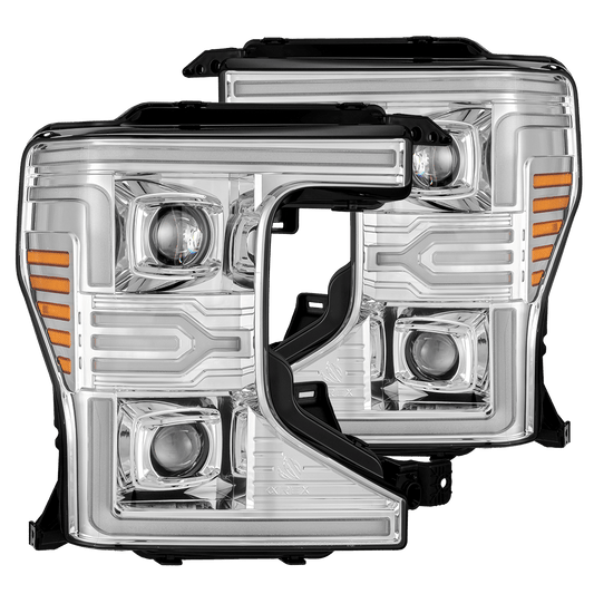 AlphaRex 880342 2020-2022 Ford F-250/350/450/550 SD LUXX-Series LED Projector Headlights Chrome with Sequential Signal & Switchback DRL