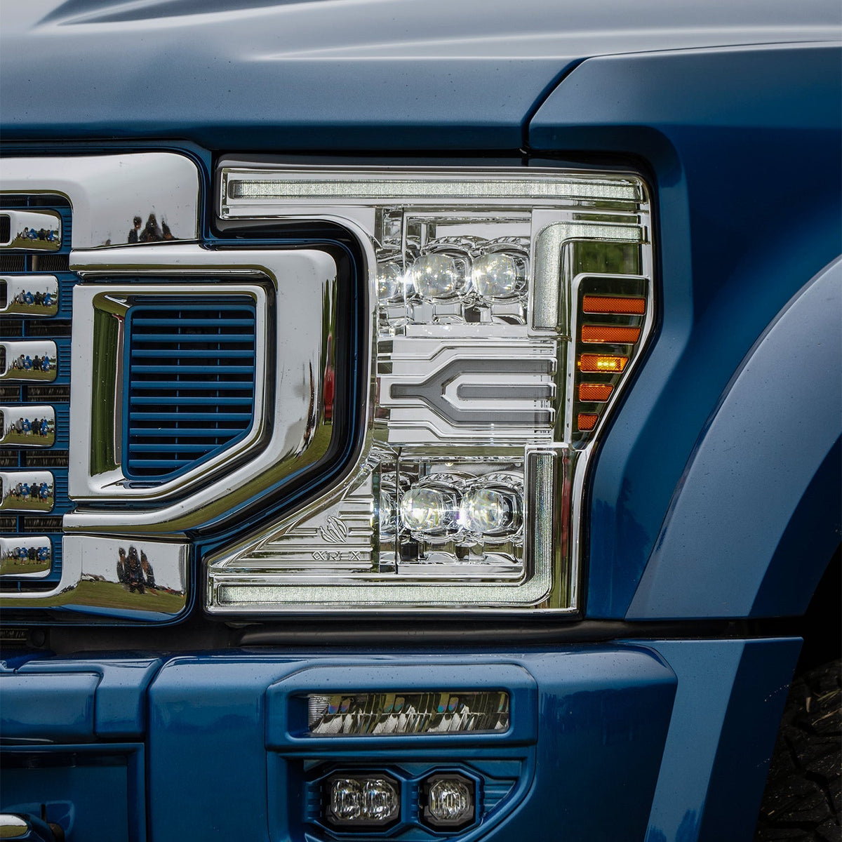 AlphaRex 880339 20-22 Ford F-250/350/450/550 SD NOVA-Series LED Projector Headlights Chrome with Sequential Signal & Switchback DRL