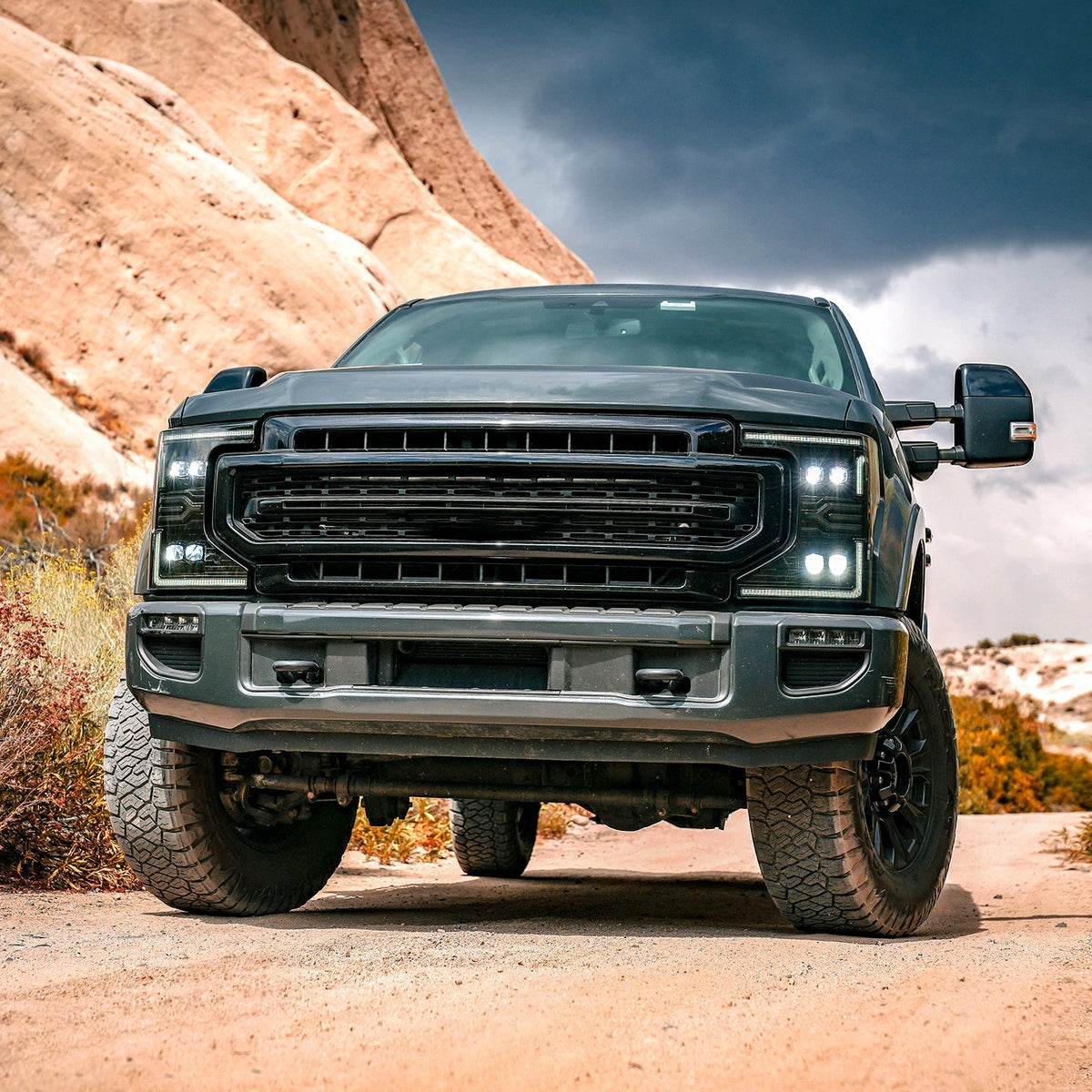 AlphaRex 880339 20-22 Ford F-250/350/450/550 SD NOVA-Series LED Projector Headlights Chrome with Sequential Signal & Switchback DRL