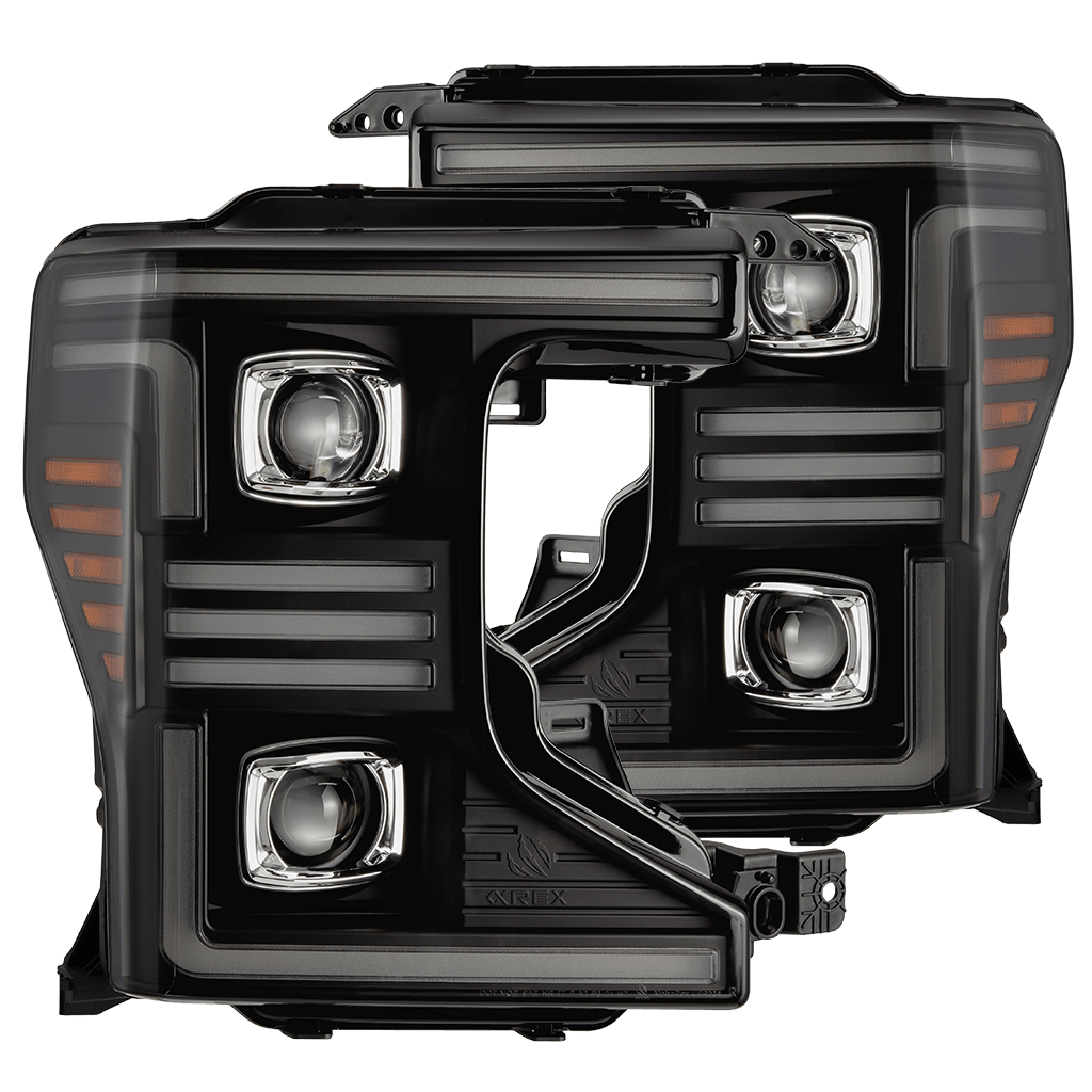 AlphaRex 880344 20-22 Ford F150 Pro-Series Projector Headlights Black with Activation Light / Sequential Signal / DRL